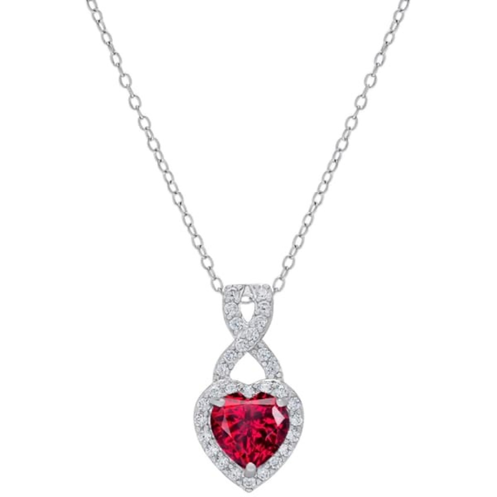 Sterling Silver Ruby Heart Jewelry Set